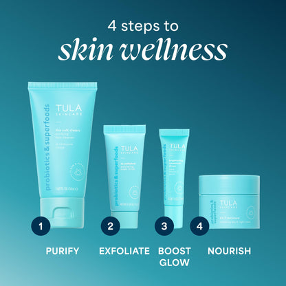 TULA On-The-Go Best Sellers Travel Skincare Kit, 4-Piece Discovery Set