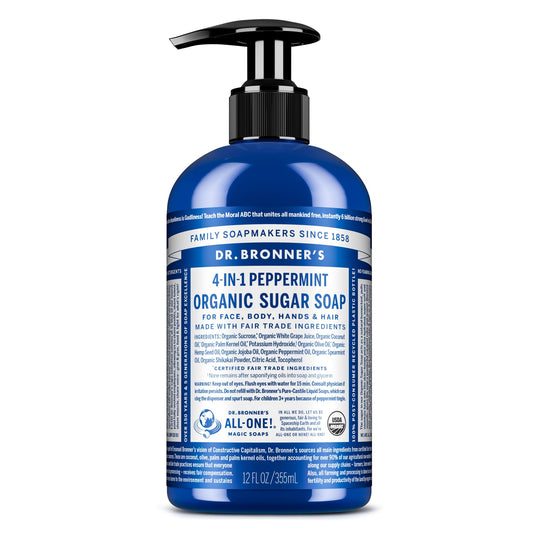 Dr. Bronner's Organic Sugar Soap, Peppermint Bath Wash, 12 oz
