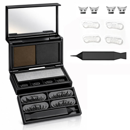 3‑in‑1 Eyeliner & Lower Lash Stamp Kit with Beauty Mark Stamp, Waterproof Smudge‑Proof Dual-Color Ink Eye Makeup Tool for Beginners, With Portable Case