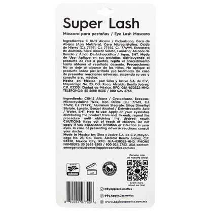 BY APPLE Super Lash Classic Mascara, Black, Volume and Length Formula, 0.4 Oz