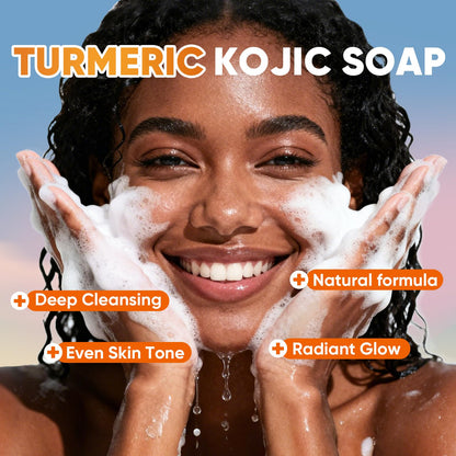 OAKDOLCHE 3Pcs 60g Turmeric Kojic Acid Soap Bars for Face, Body & Underarms