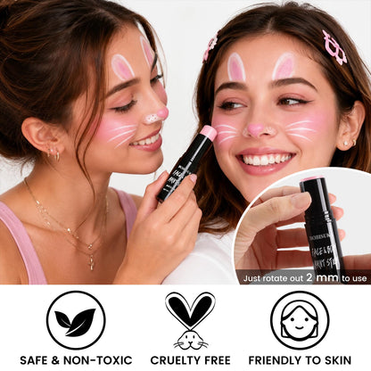 BOBISUKA Light Pink Face Paint Stick, Highly Pigmented Full Coverage Washable Cream Face & Body Paint for Halloween Doll Sugar Skull Unicorn Panther Clown Cosplay SFX & Costume Party