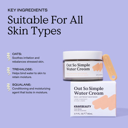 KraveBeauty Oat So Simple Water Cream for Dry, Sensitive Skin, 80 mL