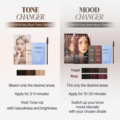 COSNORI Easy Brow Mood Changer Cloud Taupe – Korean Brow Tinting Kit, Soft Ash Brown Shade, Natural-Looking Brows, Gentle Formula, At-Home Application, 5 Applications