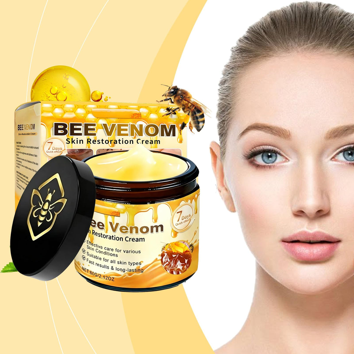 nvyue Bee Venom Skin Restoration Cream, 2.12OZ, 2Pcs