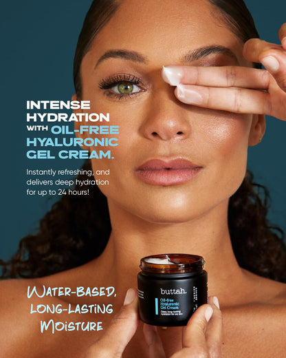 Buttah Skin Oil-Free Hyaluronic Gel Cream 2oz - Daily Moisturizer for Oily Skin - Hyaluronic Acid for Deep Hydration - AM & PM Moisturizer - Black-Founded Skincare