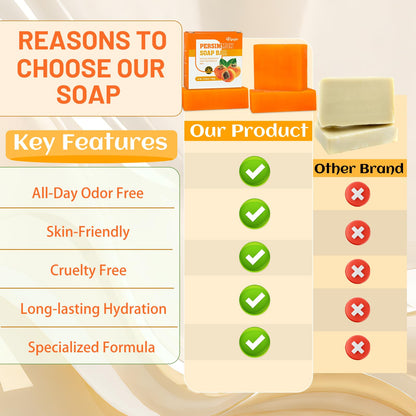 3 PCS Persimmon Soap Bar for Old People Smell, Remove Bad Body Odor