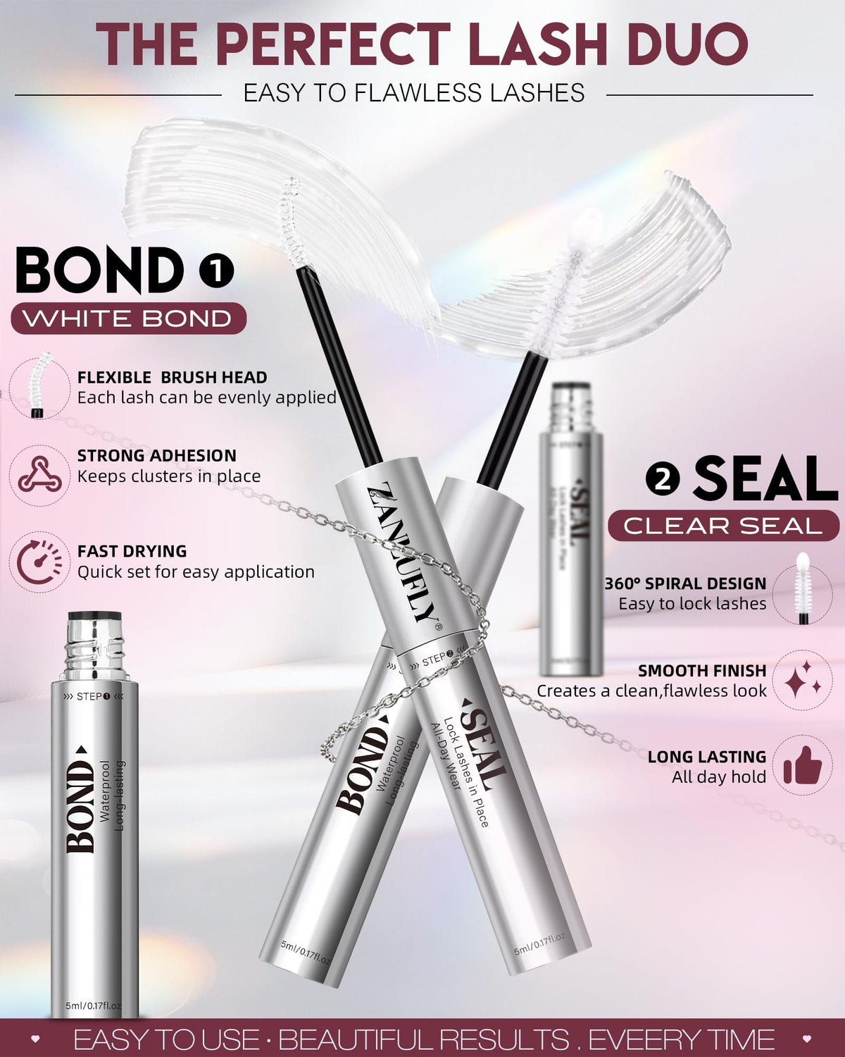 White Eyelash Glue Waterproof Lash Cluster Glue Bond and Seal Lash Glue