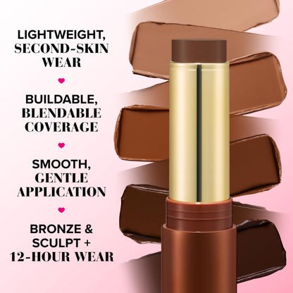 Too Faced Chocolate Soleil Melting Bronzing & Sculpting Stick | Multi-Use, Contour + Cream Bronzer Stick | Lightweight, Satin-Finish with Buildable Coverage, 0.28 Ounce, 0.28 Ounce, Chocolate Souffle