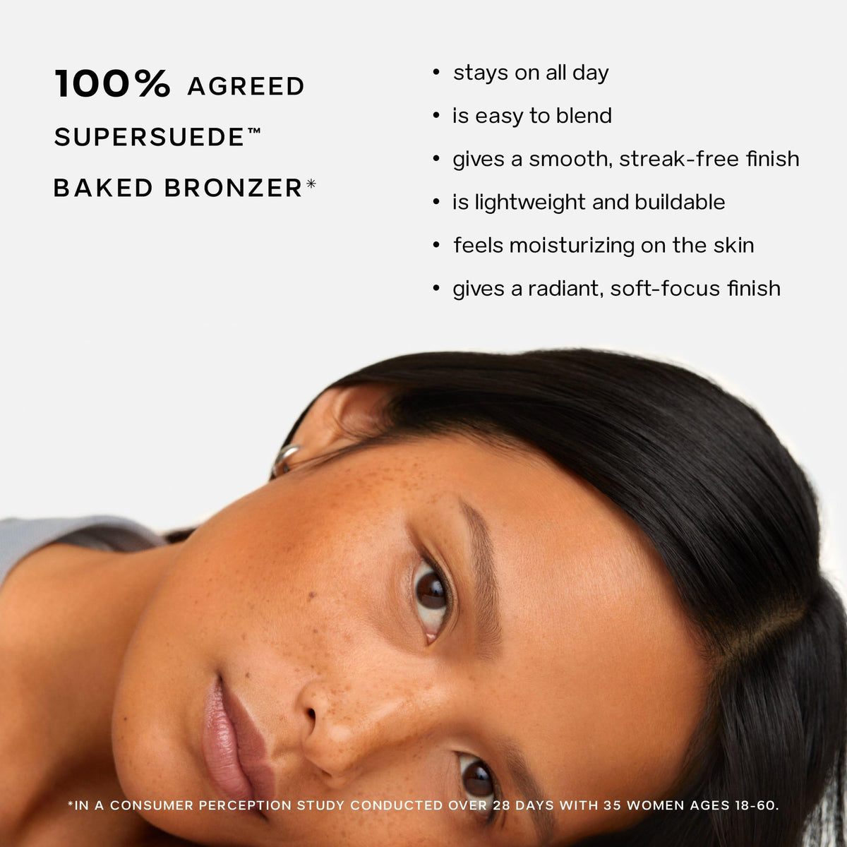 Saie SuperSuede Radiant Baked Bronzer Powder - Hydrating, Long-Lasting + Blurring Powder Bronzer for a Warm, Natural Glow - With Squalane + Jojoba - Talc-Free + Vegan Face Makeup - Almalfi (0.28 oz)