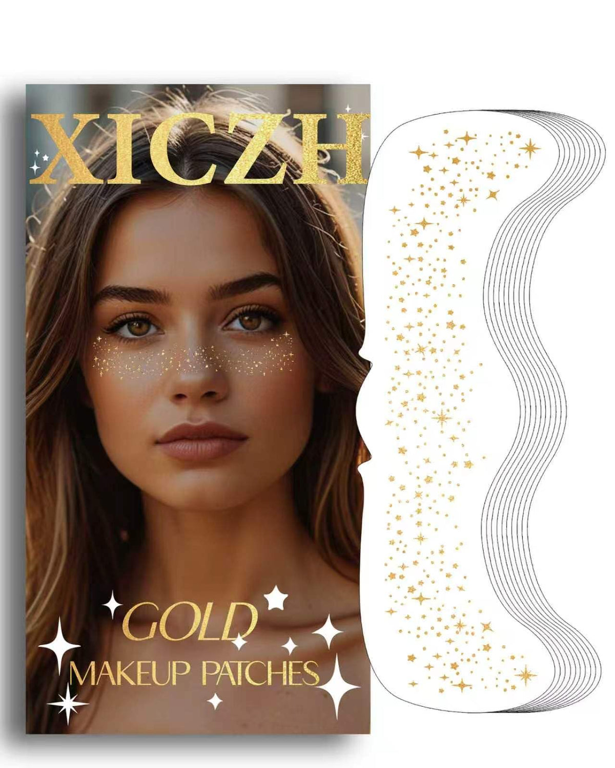 XICZH Glitter Freckles, Glitter Freckles Face Tattoo-10PCS Gold