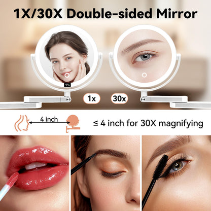 Wall Mounted Makeup Mirror, Digital Screen Magnifying Mirror with Light