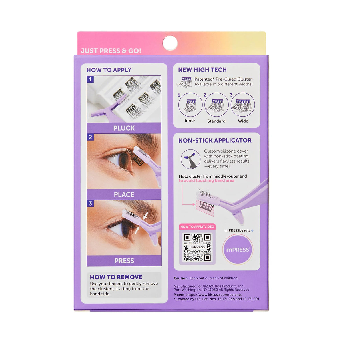 Kiss Impress False Eyelashes, Lash Clusters, Cluster Multipack, 'Classic Volume', 8mm-14mm, Includes 50 Pre-Glued Clusters, Contact Lens Friendly, Easy to Apply, Reusable Strip Lashes