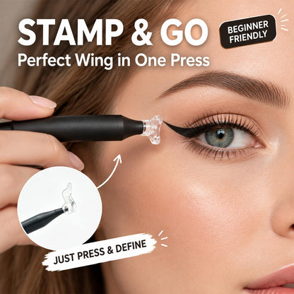 3‑in‑1 Eyeliner & Lower Lash Stamp Kit with Beauty Mark Stamp, Waterproof Smudge‑Proof Dual-Color Ink Eye Makeup Tool for Beginners, With Portable Case