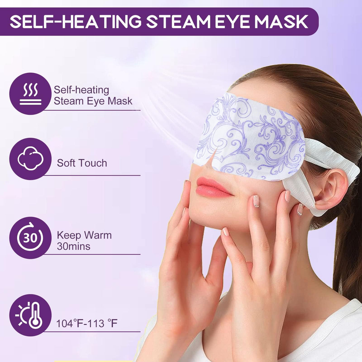 XPCARE 24 Pack Steam Eye Mask Disposable for Dry Eyes Cornea Care-Lavender