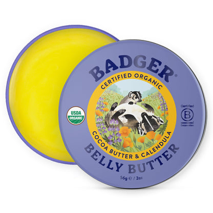Badger Organic Belly Butter, Cocoa Butter & Coconut, 2 oz Tin