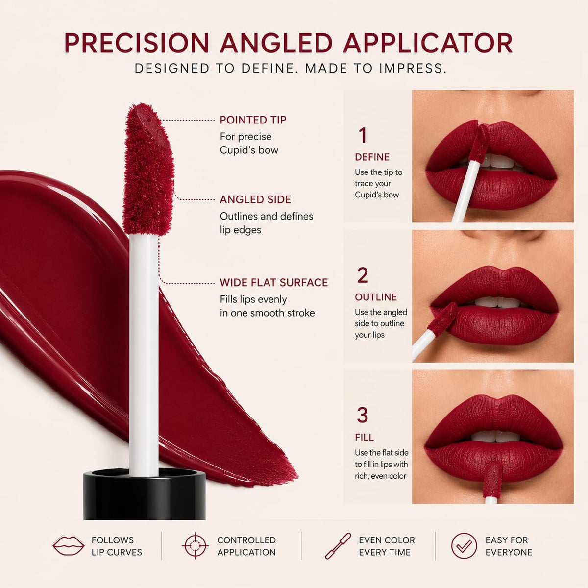 LAVONE Matte Lipstick, Long Lasting Lipstick for Women - Crimson Party