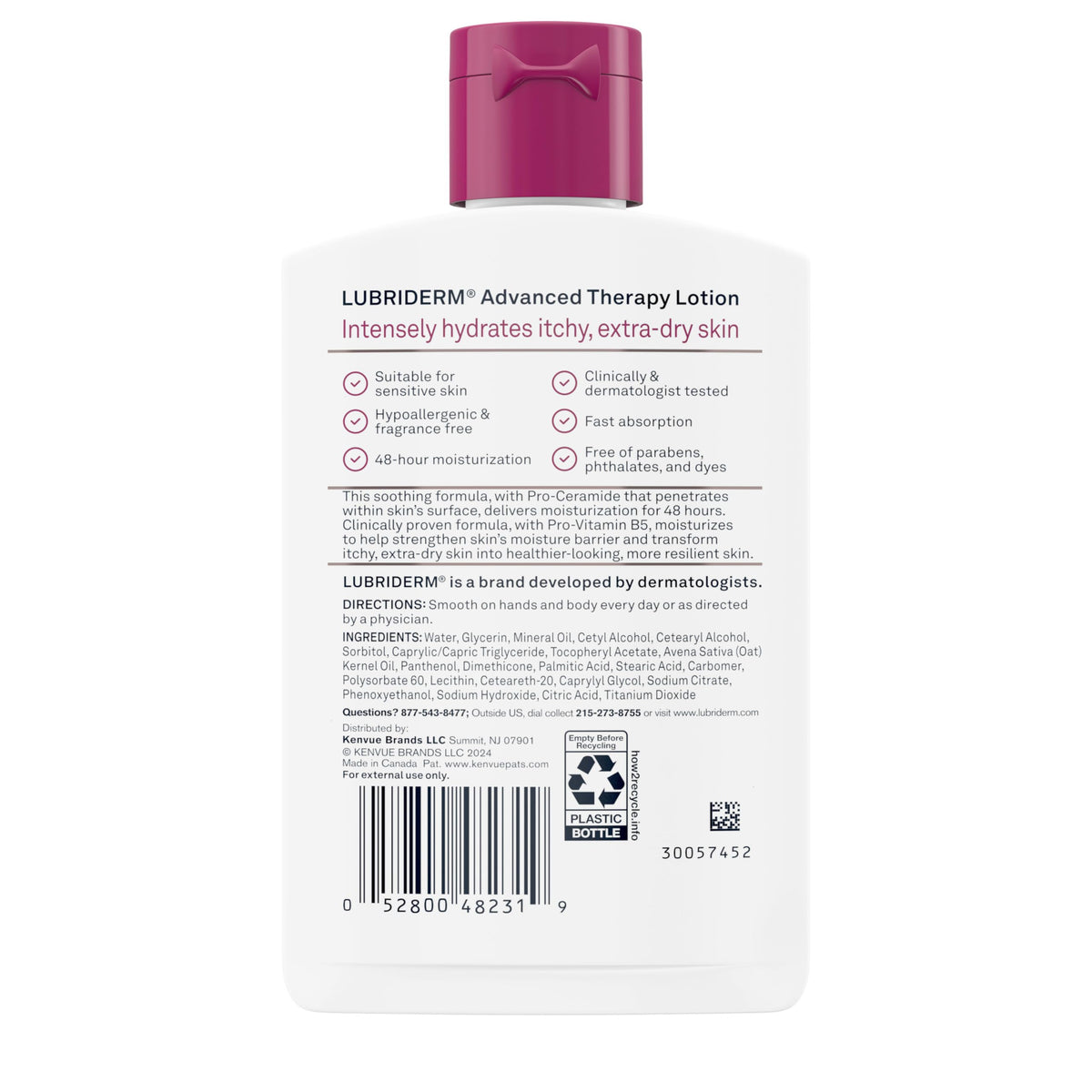 Lubriderm Advanced Therapy Hand & Body Lotion, Fragrance Free, 6 fl. oz