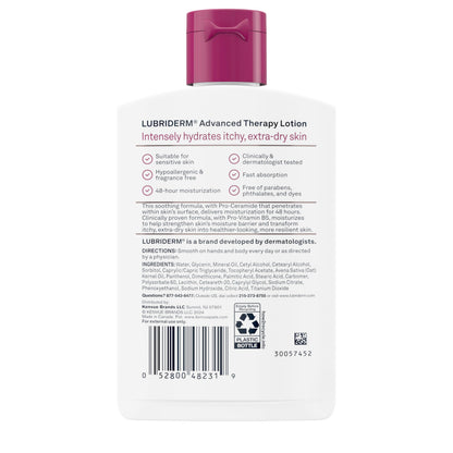 Lubriderm Advanced Therapy Hand & Body Lotion, Fragrance Free, 6 fl. oz