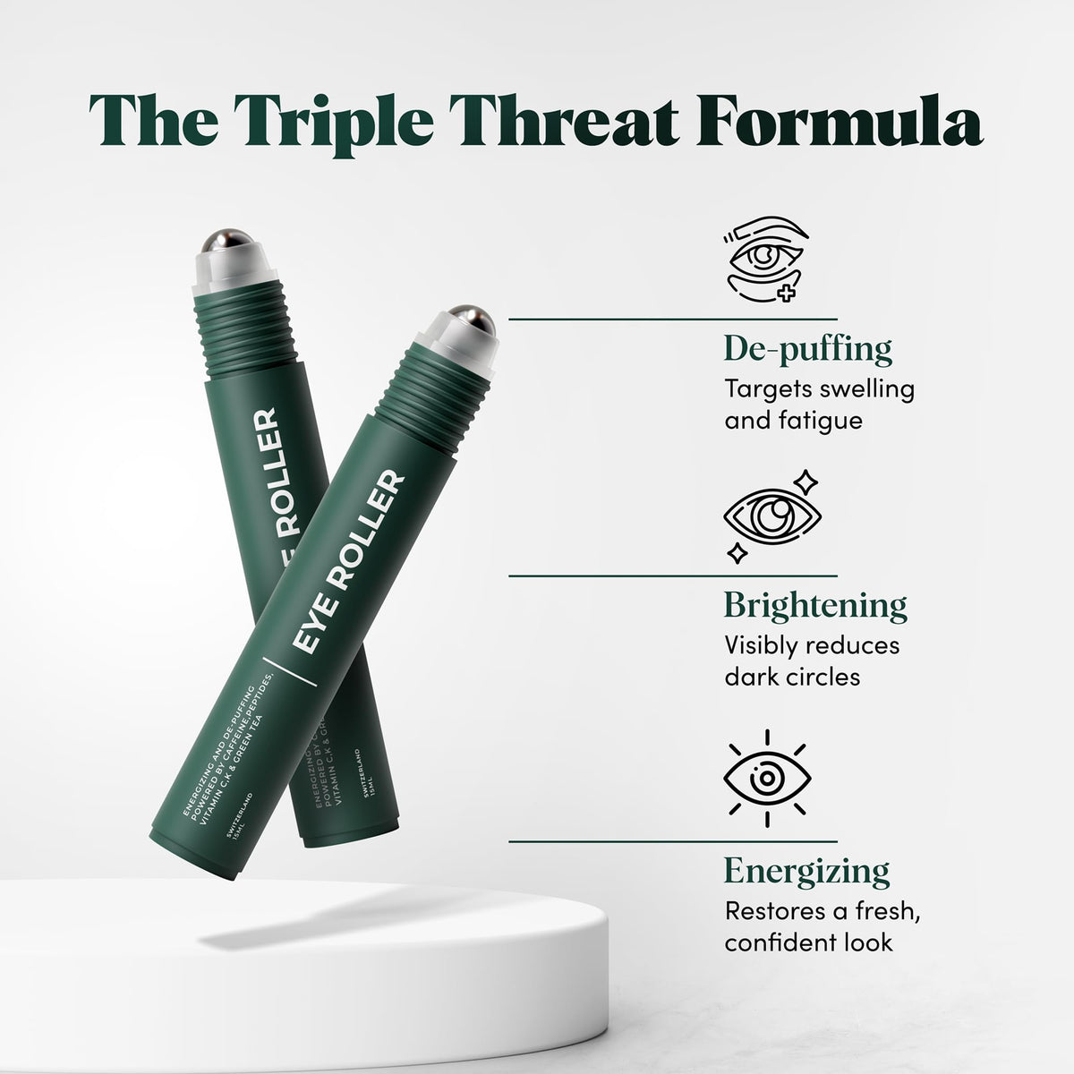 Wolf Project Energizing Eye Roller | Vitamin C Peptides Caffeine Roller for Eye Bags, Dark Circles, Fine Lines | Korean Beauty Serum | Brightening, Refreshing & Cooling Eye Gel Roller