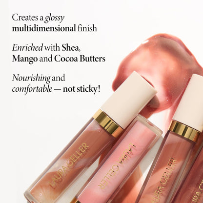 LAURA GELLER NEW YORK Italian Marble Glossy Lip Tint - Moisturizing Lip Gloss - Enriched with Shea, Mango and Cocoa Butters (02 Rosé Spritz)