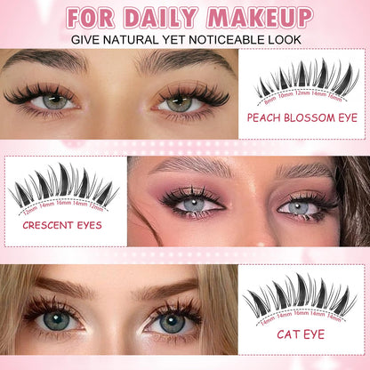 Cirvs Lash Clusters Kit，DIY Lash Extension at Home Beginner-Friendly Lashes，8-16mm with Bottom Lashes Clusters DIY Lash，Eye Lashes Natural Looking，with Bond and Seal Tweezers (Graceful kit)