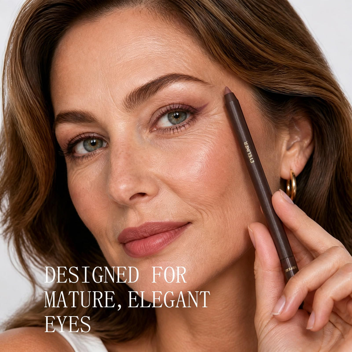 Plum Brown Eyeliner Pencil for Mature Eyes, Waterproof Smooth No-Tug Glide