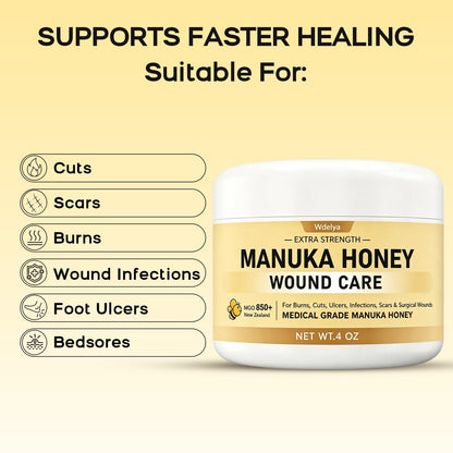 Medical Grade Manuka Honey Wound Care(MGO 949), Medihoney Wound Gel - Speed up Healing for Cuts, Surgical Wounds, Scars, Foot Ulcers, Burns, 4 oz