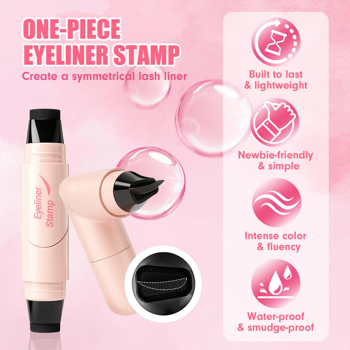 Winged Eyeliner Stamp Pen Dual-Ended Eye Liner Stamp Makeup Pen (Black)