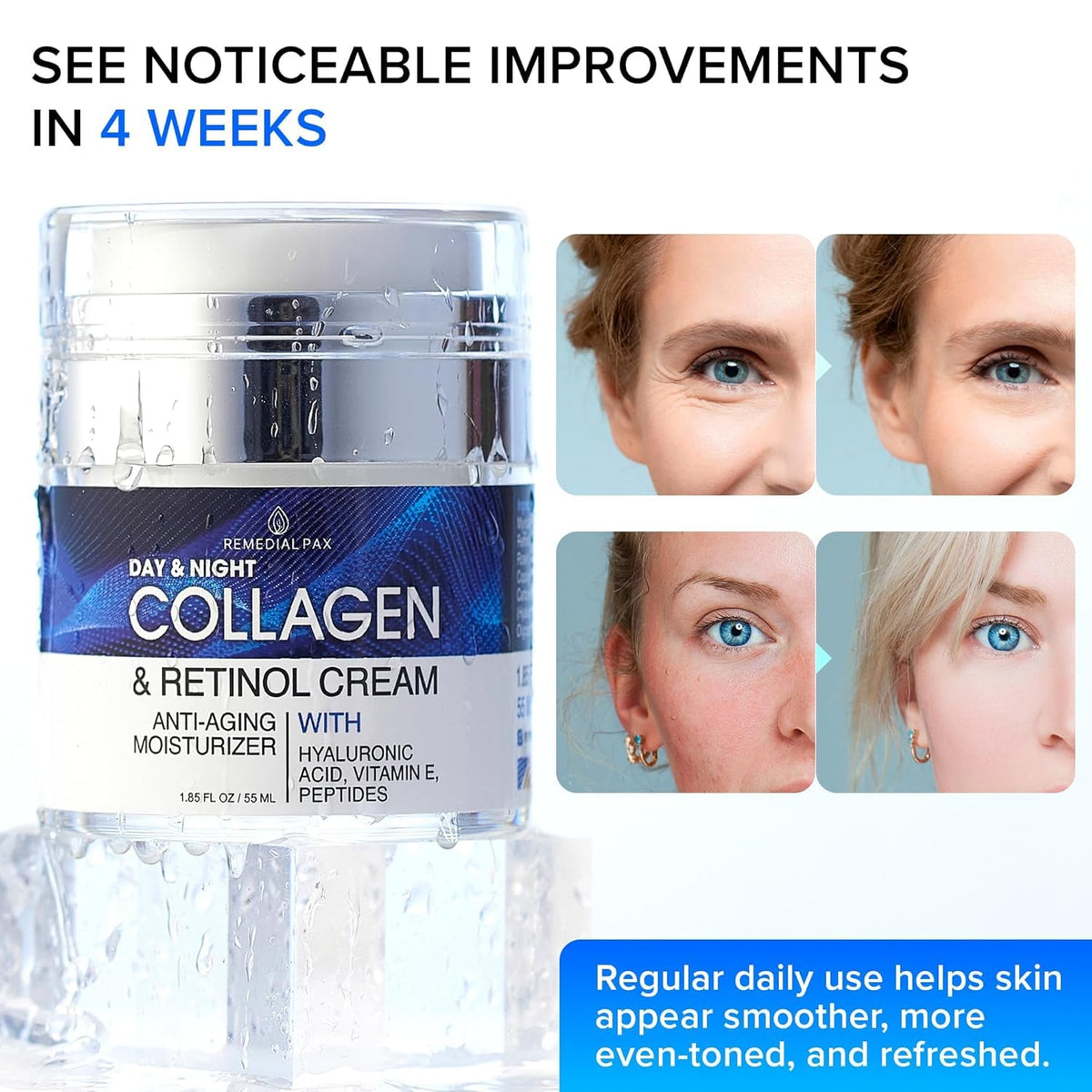 Collagen Face Cream with Retinol & Hyaluronic Acid - Women&Men, Day&Night