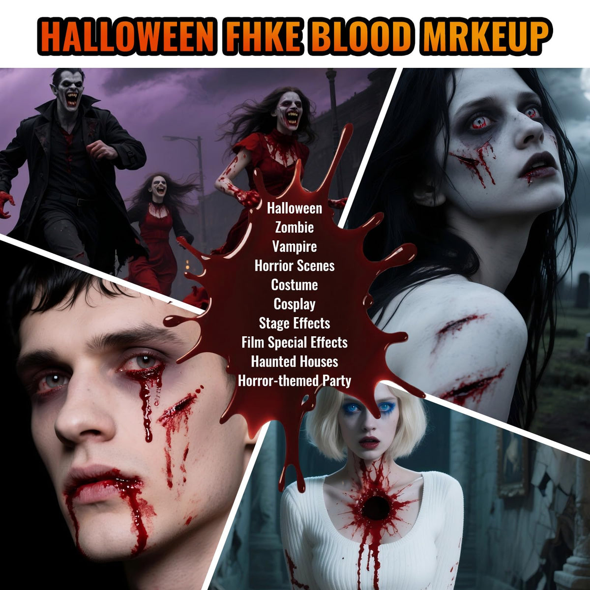BOBISUKA Realistic Fake Blood Spray, Washable SFX Makeup Blood (Dark,50ml)