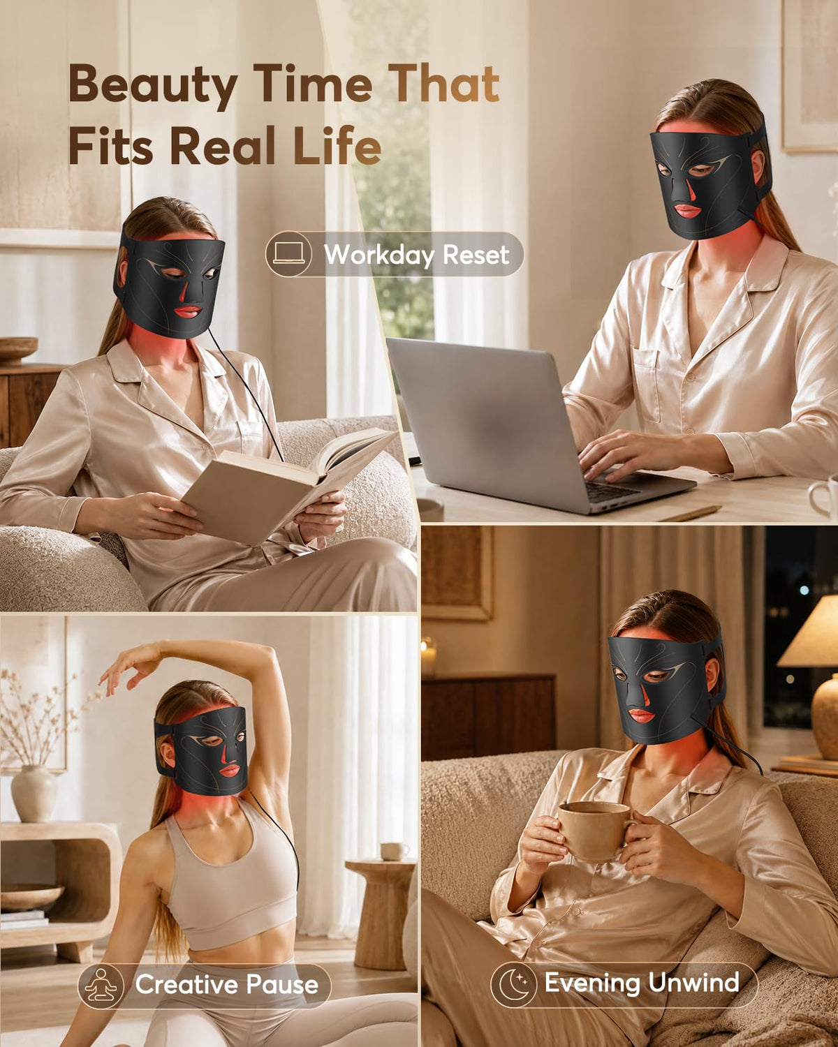 XSSNVV Red Light Therapy Mask for Face, 850nm NIR, Red & Blue LED Light