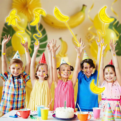 48PCS Banana Party Favors - 24 Temporary Tattoos & 24 Stick Hands