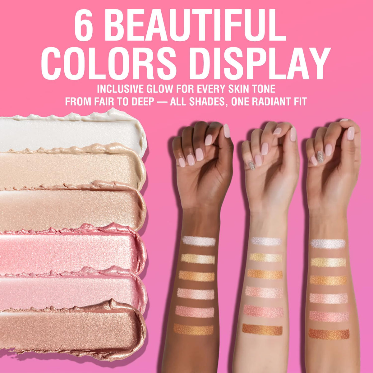 6-Color Cream Highlighter Stick Set for Face, Luminous Glow Makeup Kit