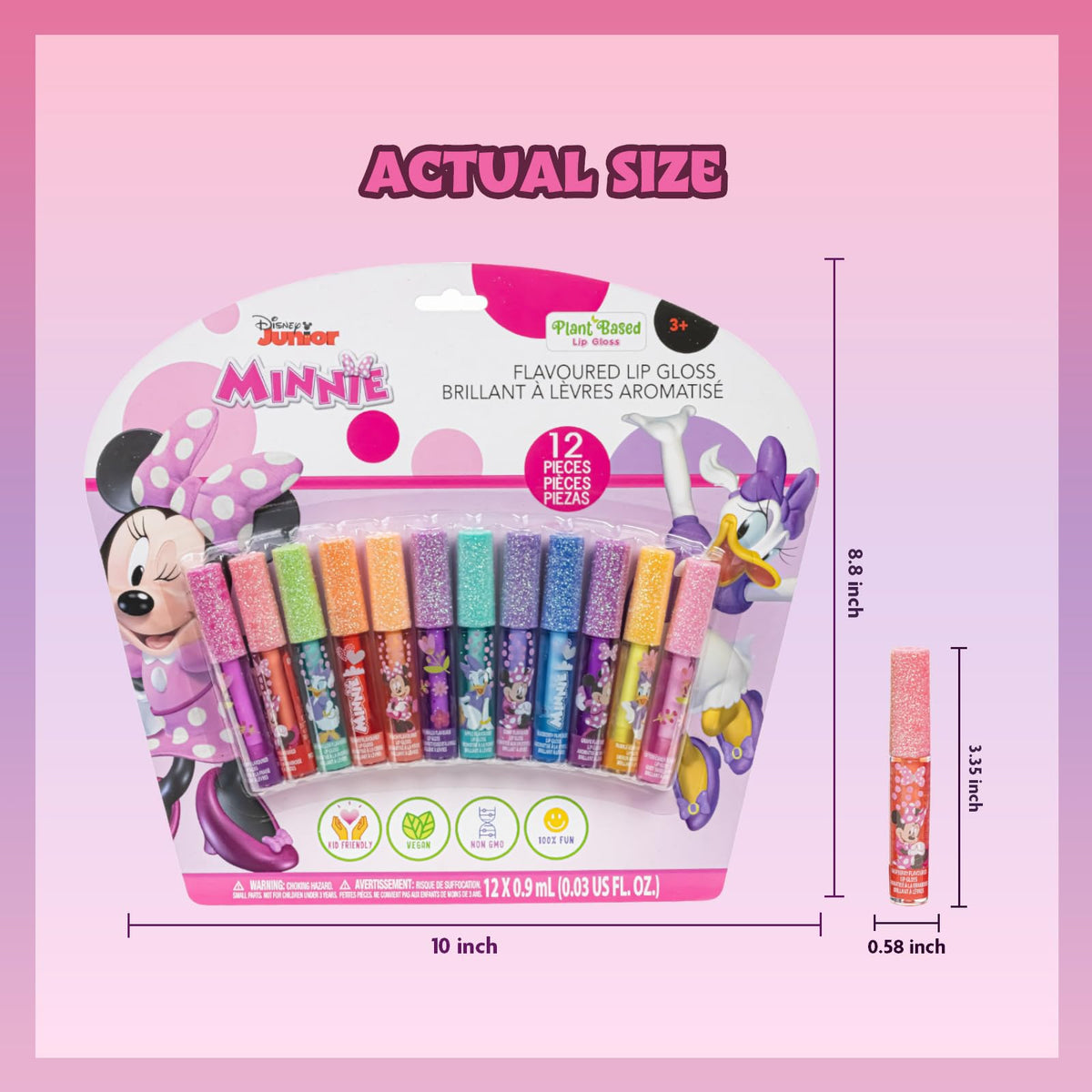 Minnie Mouse Lip Gloss Set, 12-Piece Plant-Based, Ages 3+