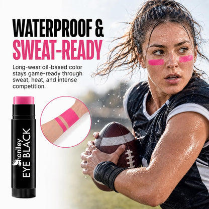 Honlley Hot Pink Football Eye Black Stick, Grease Face Body Paint Halloween