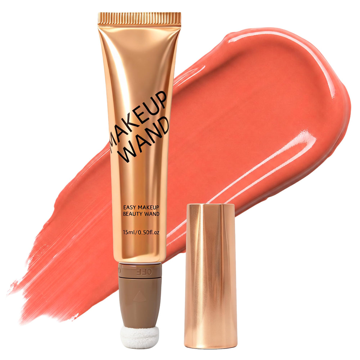 Liquid Blush, Lightweight Blush for Cheeks with Natural Dewy Glow, Long Lasting Hydrating No Caking Face Blushes, Buildable Makeup Blushes Liquid Wand with Sponge Applicator for Older Women, 02 Peach