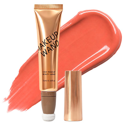Liquid Blush, Lightweight Blush for Cheeks with Natural Dewy Glow, Long Lasting Hydrating No Caking Face Blushes, Buildable Makeup Blushes Liquid Wand with Sponge Applicator for Older Women, 02 Peach