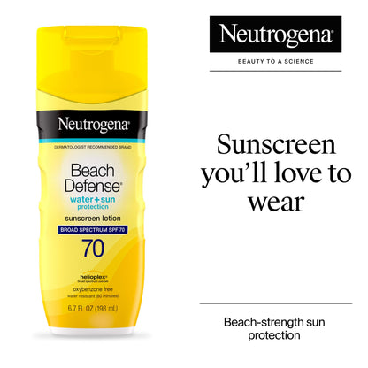 Neutrogena Beach Defense Sunscreen Lotion SPF 70, 6.7 fl oz, 2 Pack