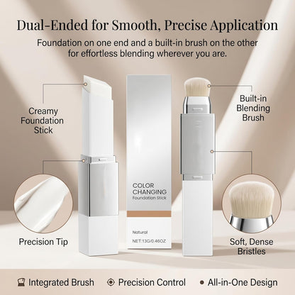 Facelove foundation stick，2-in-1 Waterproof & Long-Lasting Hydrating Makeup, Dual-Ended Foundation & Concealer Stick, Portable for Easy
