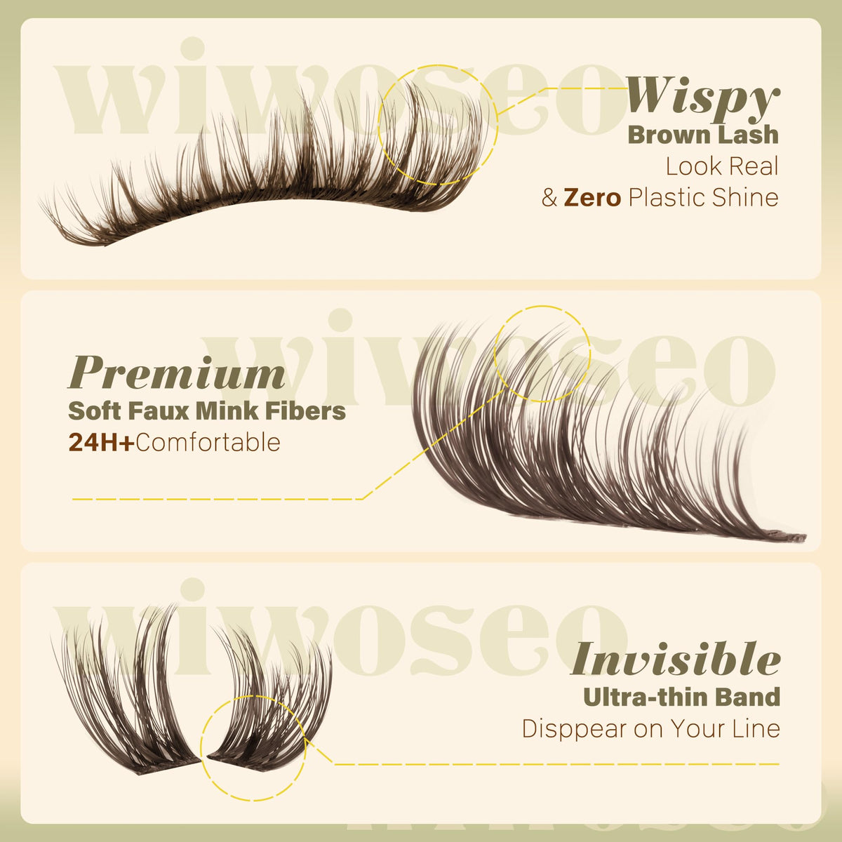 Dark Brown Lash Clusters Wispy Eyelash Clusters Natural Fluffy Lash Cluster