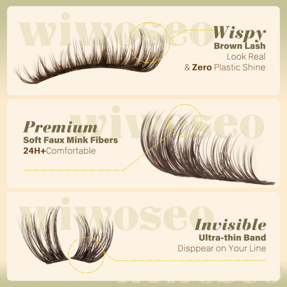 Dark Brown Lash Clusters Wispy Eyelash Clusters Natural Fluffy Lash Cluster