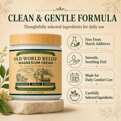 OLD WORLD RELIEF Magnesium Amish Cream, Total Nerve Soothing Formula Magnesium Lotion with Arnica, Boswellia, Arnica ＆ MSM, 150g(1)