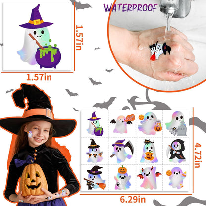 JUNEBRUSHS 120 Pcs Halloween Glitter Temporary Tattoos