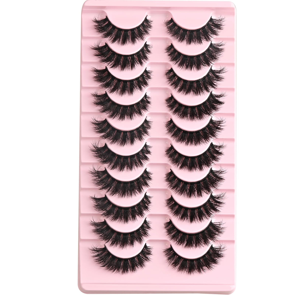FARRED False Lashes Wispy Natural Strip Eyelashes 14mm Cat Eye Mink Lash Strips Full Volume Fake Cateye Eyelash Pack Natural Look 10 Pairs Short Thick Fluffy Pestañas Postizas for Women