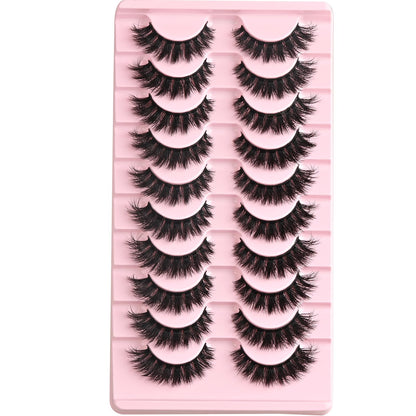 FARRED False Lashes Wispy Natural Strip Eyelashes 14mm Cat Eye Mink Lash Strips Full Volume Fake Cateye Eyelash Pack Natural Look 10 Pairs Short Thick Fluffy Pestañas Postizas for Women