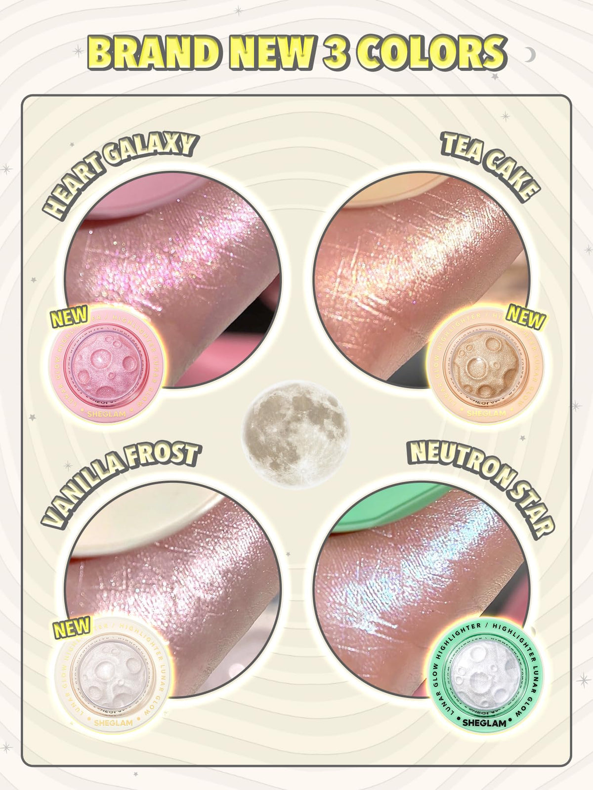 SHEGLAM Lunar Glow Highlighter, Silky Creamy Eyeshadow-Vanilla Frost, Shimmery Finish, Vanilla Frost