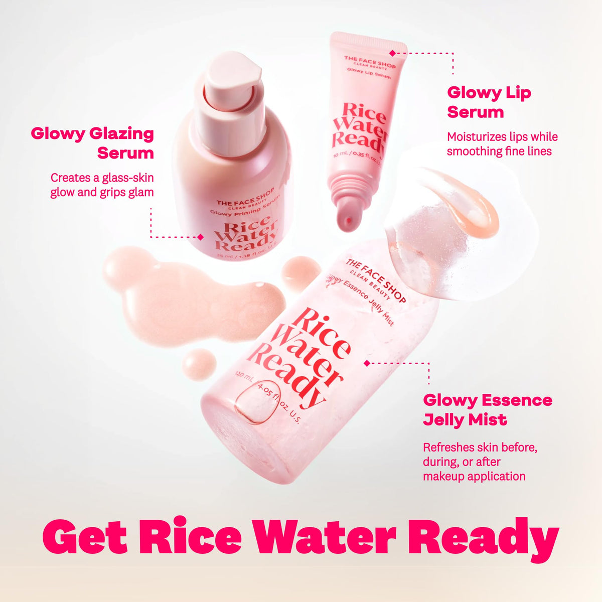 THE FACE SHOP Rice Water Ready Glowy Glazing Serum, 1.18 fl. oz.