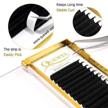 QUEWEL Easy Fan Lash Extensions 0.07mm D Curl Eyelash Extensions 8-15mm