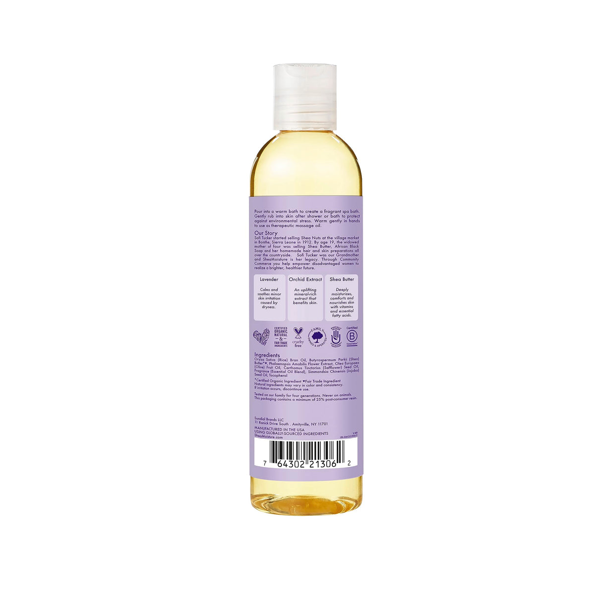 SheaMoisture Bath, Body and Massage Oil Lavender Wild Orchid Calming Moisturizer for Sensitive Skin 8 oz